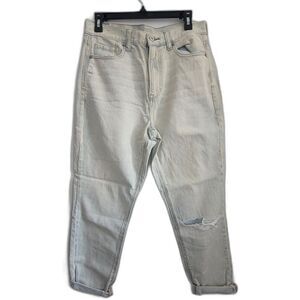 American Eagle Acid Wash Mom Jeans Size 8 Distressed Denim Hi-Rise